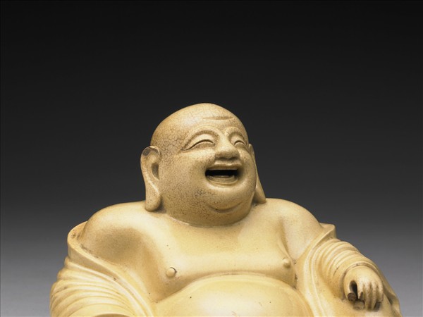 仿時大彬款米色瓷布袋和尚