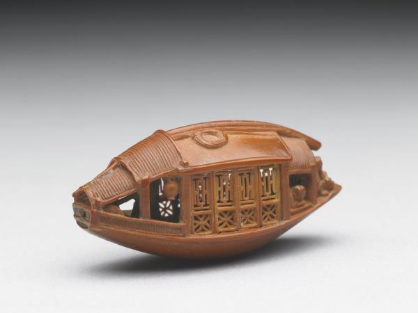 雕橄欖核舟（底刻「後赤壁賦」全文）