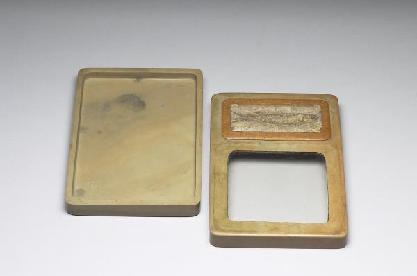 松花石嵌魚化石硯盒