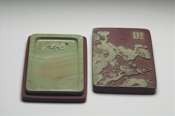 松花石歲寒三友圖硯