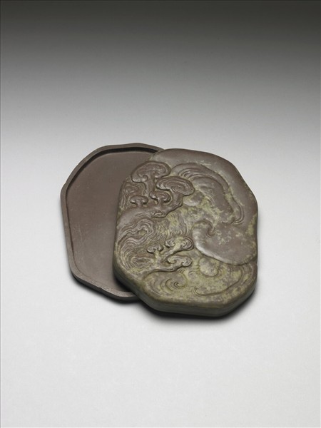 松花石靈芝紋硯盒