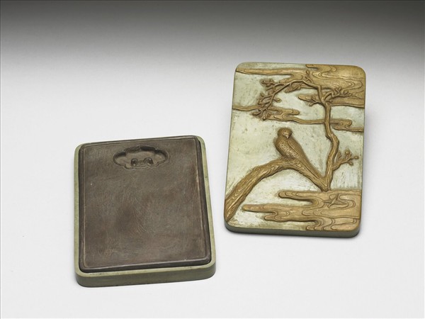 松花石紫石如意紋硯