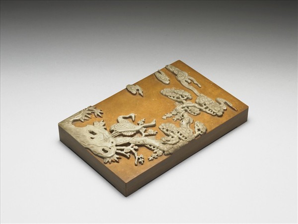 松花石松鶴延年圖硯