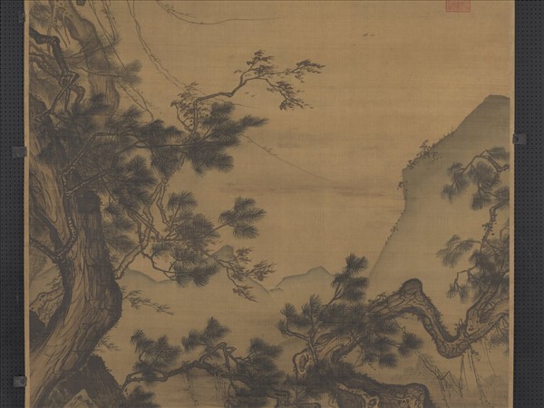 宋馬麟靜聽松風圖　軸