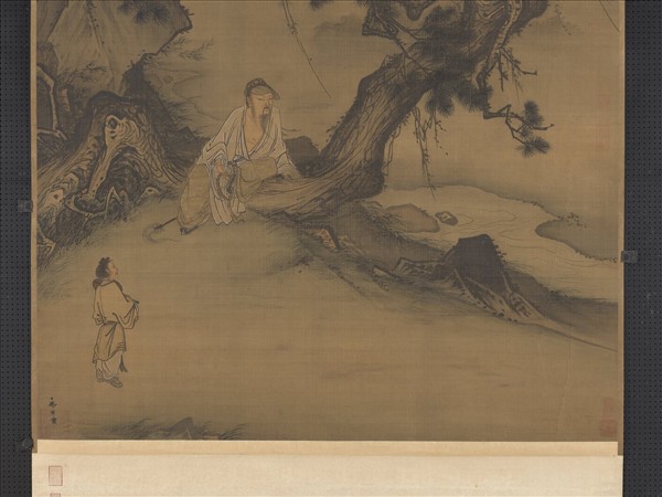 宋馬麟靜聽松風圖　軸