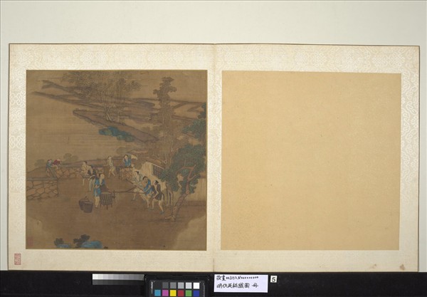 明仇英耕織圖　冊　推磨