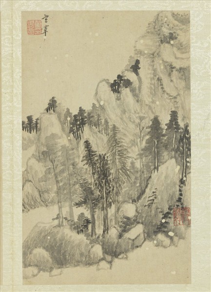 明董其昌畫舟行十景　冊　杉木依翠