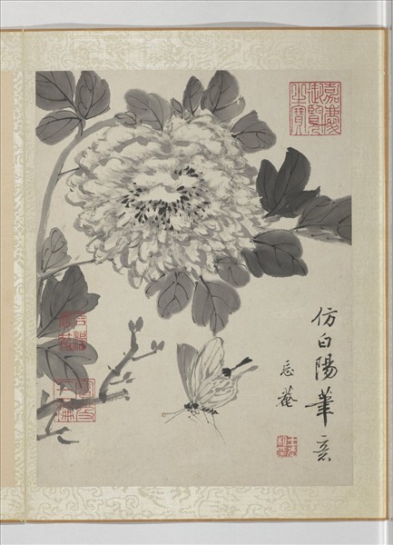 清王武花卉　冊　墨畫牡丹