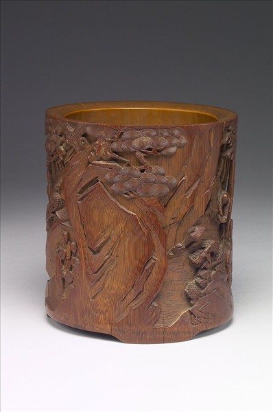 竹雕竹林七賢筆筒