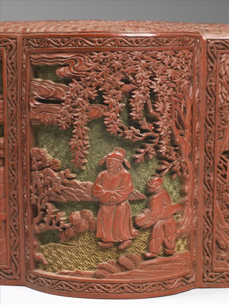 剔彩八仙人物雙層套盒