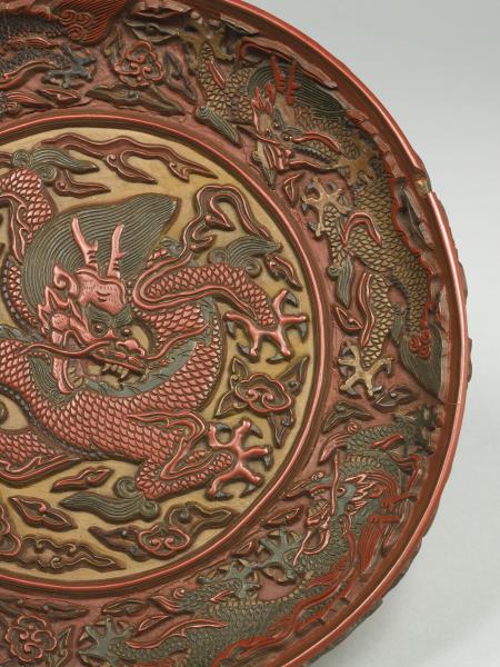 剔彩漆九龍圓盤