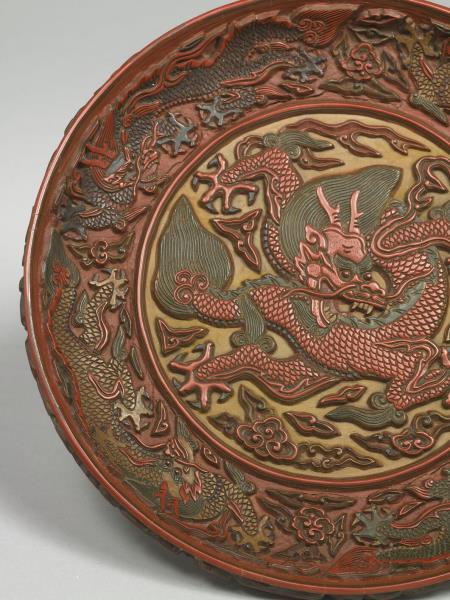 剔彩漆九龍圓盤