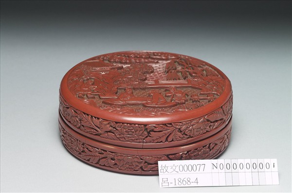 剔紅山水人物圓盒