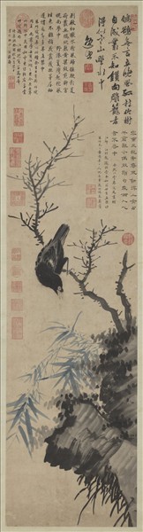明姚綬畫寒林鸜鵒　軸