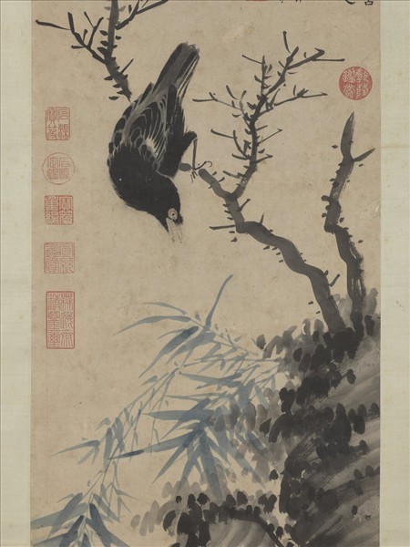 明姚綬畫寒林鸜鵒　軸