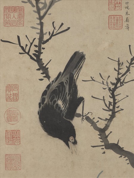 明姚綬畫寒林鸜鵒　軸