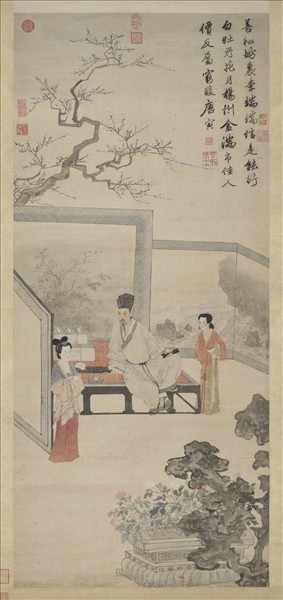 明唐寅倣唐人仕女　軸