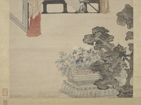 明唐寅倣唐人仕女　軸