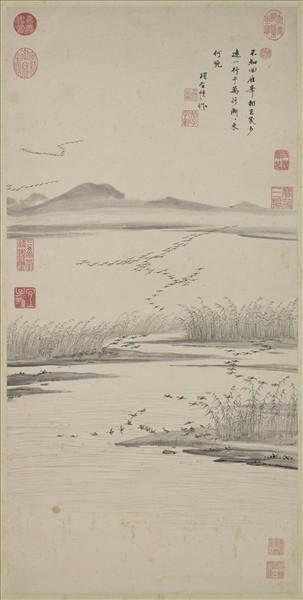 明項聖謨畫蘆雁　軸