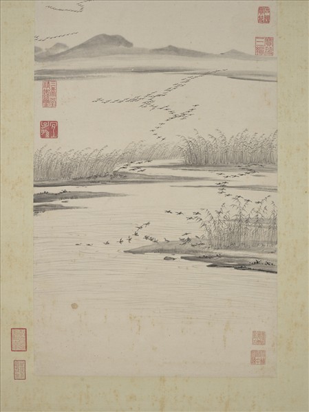 明項聖謨畫蘆雁　軸