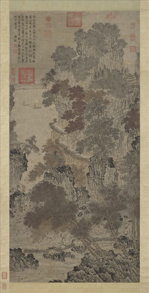 五代梁關仝蜀山棧道圖　軸