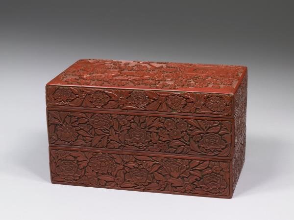 剔紅嬰戲二層套盒