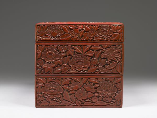 剔紅嬰戲二層套盒