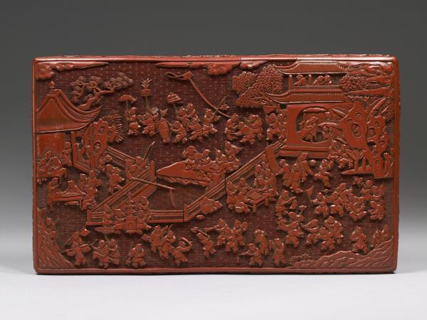 剔紅嬰戲二層套盒