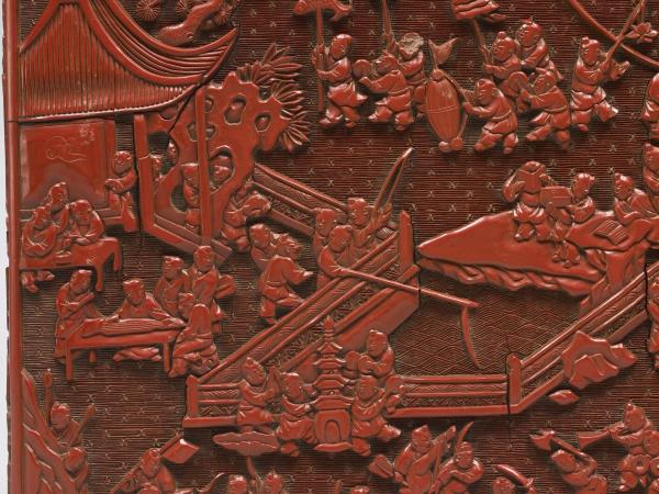 剔紅嬰戲二層套盒