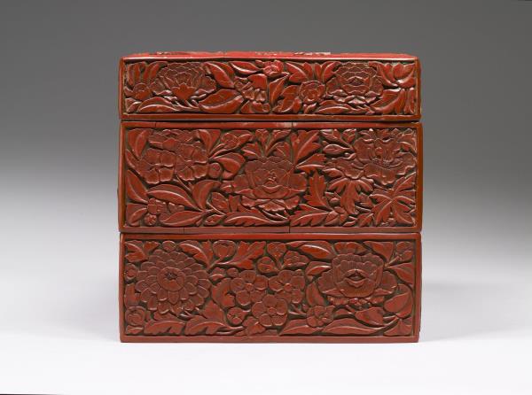 剔紅嬰戲二層套盒