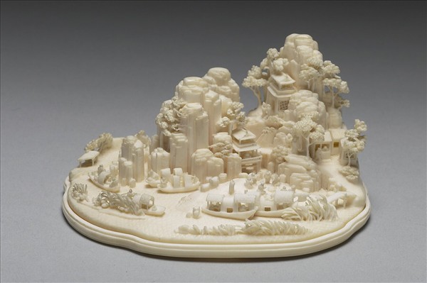 雕象牙山水人物小景