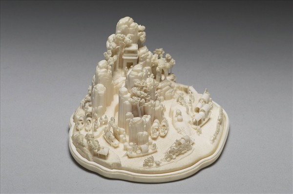 雕象牙山水人物小景