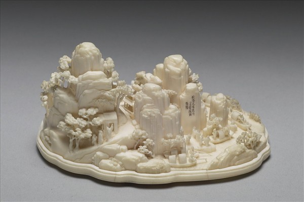 雕象牙山水人物小景