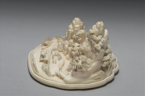 雕象牙山水人物小景