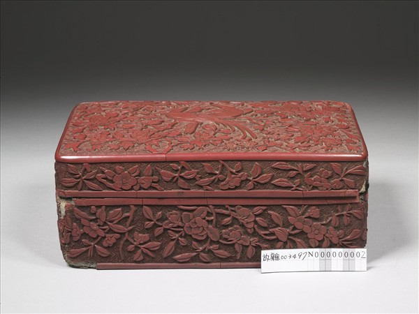 剔紅雙鳥牡丹方盒