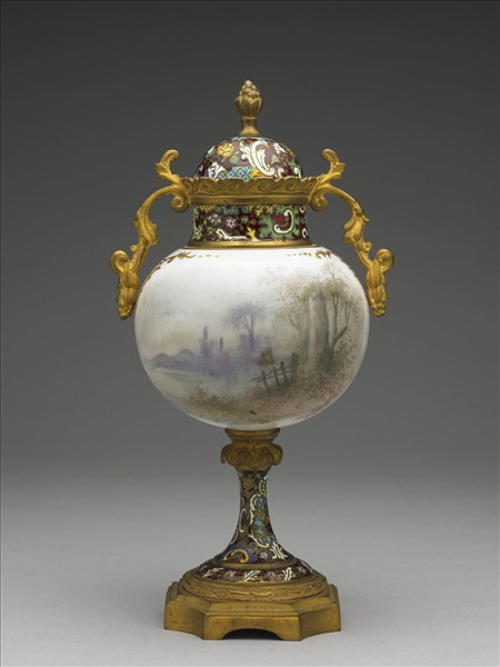 瓷胎掐絲兼畫琺瑯西洋人物圖高足杯