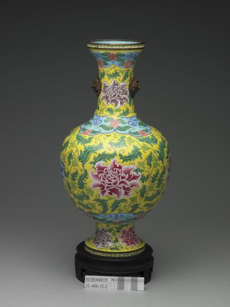 銅胎畫琺瑯獸面瓶