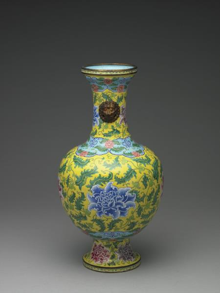 銅胎畫琺瑯獸面瓶