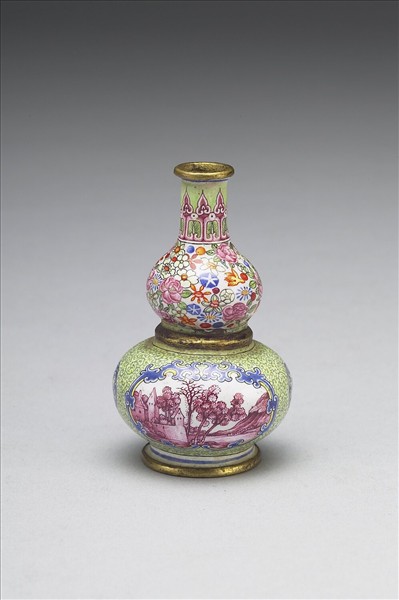 銅胎畫琺瑯山水瓶