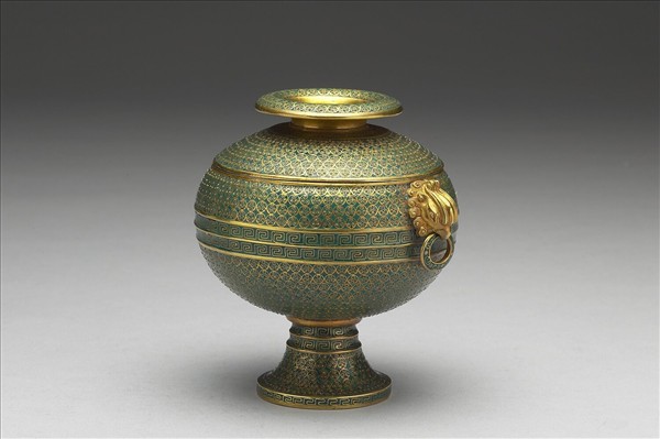 金胎掐絲琺瑯鳳耳豆