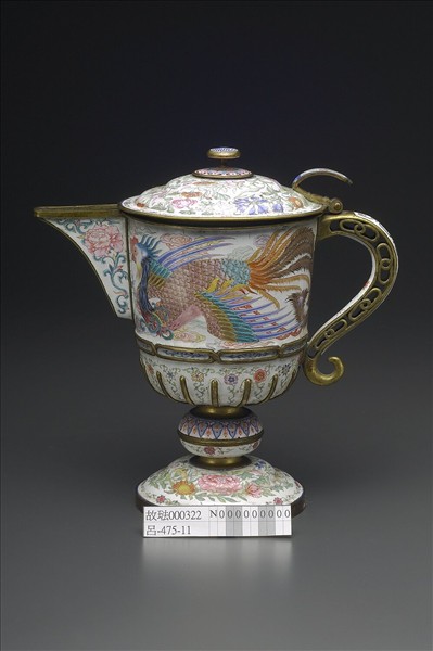 銅胎畫琺瑯鳳紋高足把杯