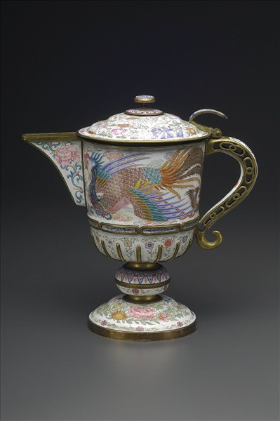 銅胎畫琺瑯鳳紋高足把杯