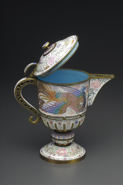 銅胎畫琺瑯鳳紋高足把杯