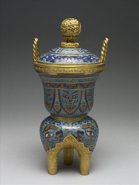 掐絲琺瑯獸面紋甗