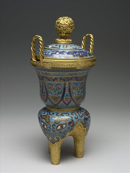 掐絲琺瑯獸面紋甗