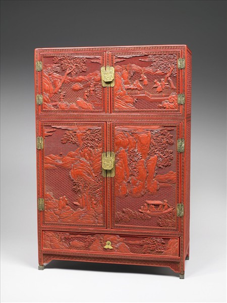 剔紅山水人物長方櫃