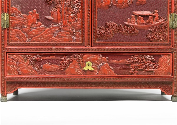 剔紅山水人物長方櫃