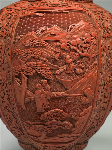 山水人物圖海棠式瓶