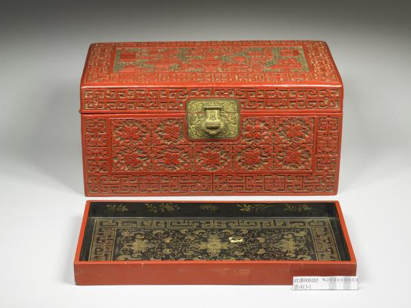 剔彩博古圖長方匣