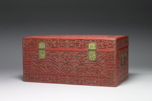 剔彩博古圖長方匣